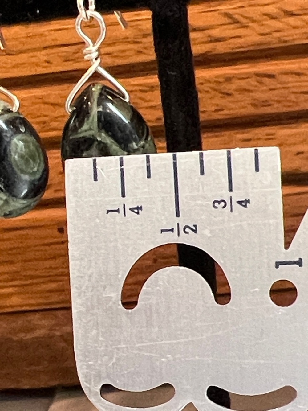 Sterling silver 925, Kambaba Jasper teardrop dangle earrings - Picture 9 of 10